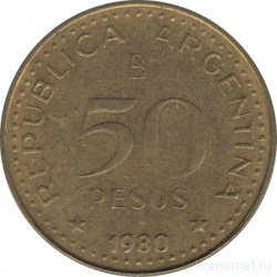 Монета. Аргентина. 50 песо 1980 год. Алюминиевая бронза.