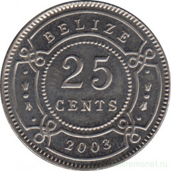 Монета. Белиз. 25 центов 2003 год.