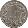 Монета. Швейцария. 1 франк 1968 год.