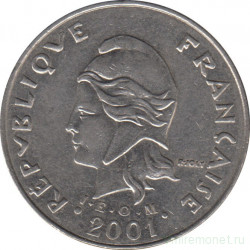Монета. Французская Полинезия. 20 франков 2001 год.