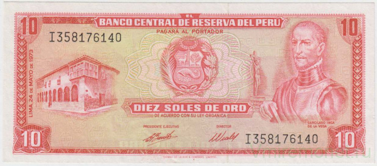 Банкнота. Перу. 10 солей 1973 год. Тип 100c.