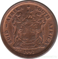 Монета. Южно-Африканская республика (ЮАР). 2 цента 1992 год.