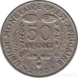 Монета. Западноафриканский экономический и валютный союз (ВСЕАО). 50 франков 2000 год.