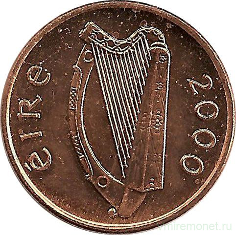Монета. Ирландия. 1 пенни 2000 год.