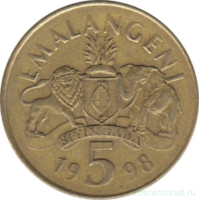 Монета. Свазиленд. 5 эмалангени 1998 год.