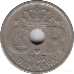 Монета. Дания. 10 эре 1937 год.
