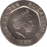 Монета. Гибралтар. 20 пенсов 1999 год. ав.