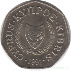 Монета. Кипр. 50 центов 1991 год.