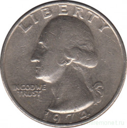 Монета. США. 25 центов 1974 год.