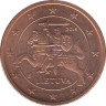 Монета. Литва. 2 цента 2015 год. ав.