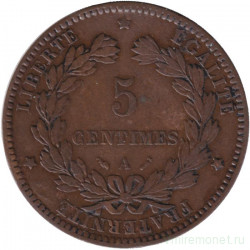 Монета. Франция. 5 сантимов 1894 год.