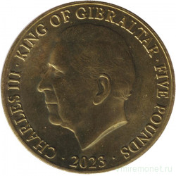 Монета. Гибралтар. 5 фунтов 2023 год. Монета. Гибралтар. 5 фунтов 2023 год.