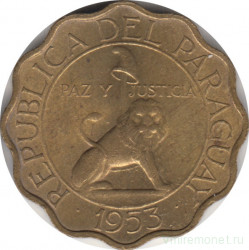 Монета. Парагвай. 50 сентимо 1953 год.