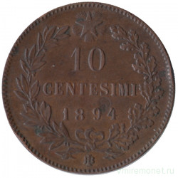 Монета. Италия. 10 чентезимо 1894 год. BI.
