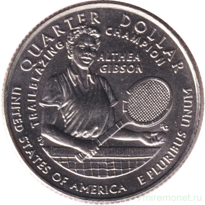 Монета. США. 25 центов 2025 год. Алтея Гибсон. Монетный двор D.