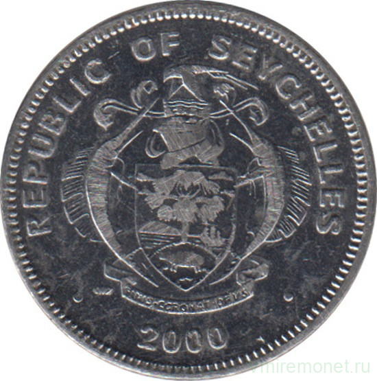 Монета. Сейшельские острова. 25 центов 2000 год.