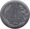 Монета. Турция. 1 лира 1974 год. ав.