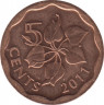Монета. Свазиленд. 5 центов 2011 год. ав.
