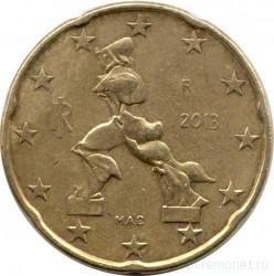 Монета. Италия. 20 центов 2013 год.