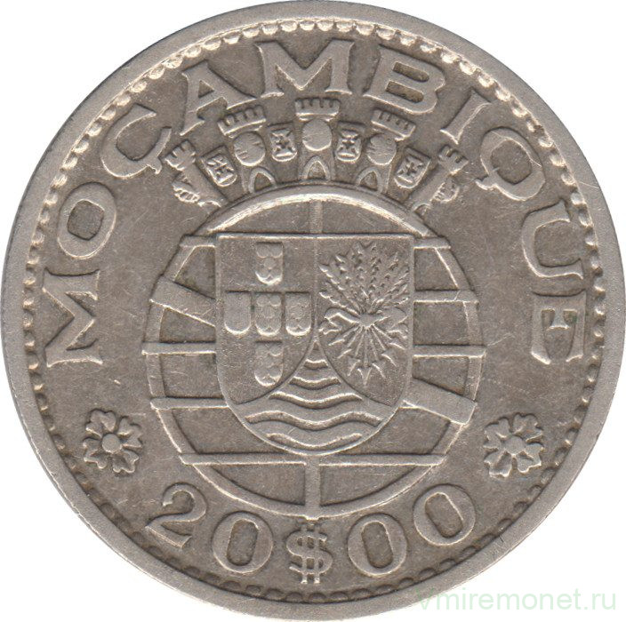 Монета. Мозамбик. 20 эскудо 1960 год.