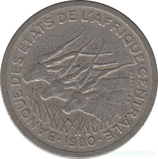 Монета. Центральноафриканский экономический и валютный союз (ВЕАС). 50 франков 1980 год. Чад - A.