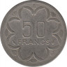 Монета. Центральноафриканский экономический и валютный союз (ВЕАС). 50 франков 1980 год. Чад - A. рев.