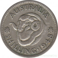 Монета. Австралия. 1 шиллинг 1948 год.