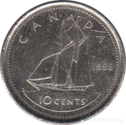 Монета. Канада. 10 центов 1998 год.