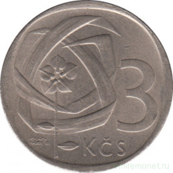 Монета. Чехословакия. 3 кроны 1965 год.