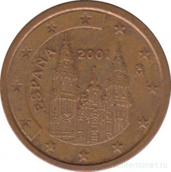 Монета. Испания. 2 цента 2001 год.