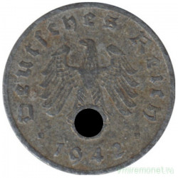 Монета. Германия. Третий Рейх. 1 рейхспфенниг 1942 год. Монетный двор - Штутгарт (F).