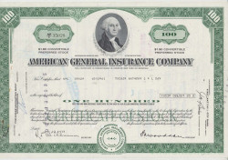 Акция. США. "AMERIGAN GENERAL INSURANCE COMPANY". 100 акций 1973 год. Вариант 1.