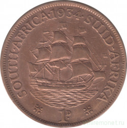 Монета. Южно-Африканская республика (ЮАР). 1 пенни 1934 год.