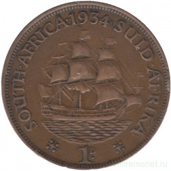 Монета. Южно-Африканская республика (ЮАР). 1 пенни 1934 год.