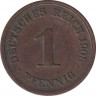Монета. Германия (Германская империя 1871-1922). 1 пфенниг 1908 год. (F). ав.