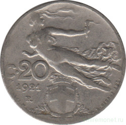 Монета. Италия. 20 чентезимо 1921 год.