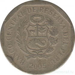 Монета. Перу. 1 соль 2005 год.