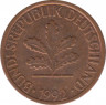 Монета. ФРГ. 1 пфенниг 1992 год. Монетный двор - Штутгарт (F). ав.