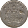 Монета. Австралия. 6 пенсов 1950 год. ав.