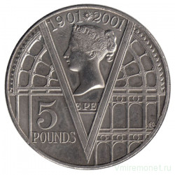 Монета. Великобритания. 5 фунтов 2001 год. 100 лет со дня смерти королевы Виктории.