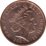 Монета. Новая Зеландия. 10 центов 2007 год. ав.