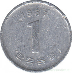 Монета. Южная Корея. 1 вона 1987 год.