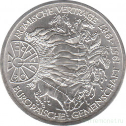 Монета. ФРГ. 10 марок 1987 год. 30 лет подписания Римского договора.
