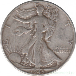 Монета. США. 50 центов 1945 год. Шагающая свобода.