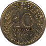 Монета. Франция. 10 сантимов 1992 год. ав.