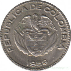 Монета. Колумбия. 10 сентаво 1959 год.