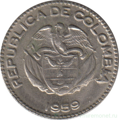 Монета. Колумбия. 10 сентаво 1959 год.