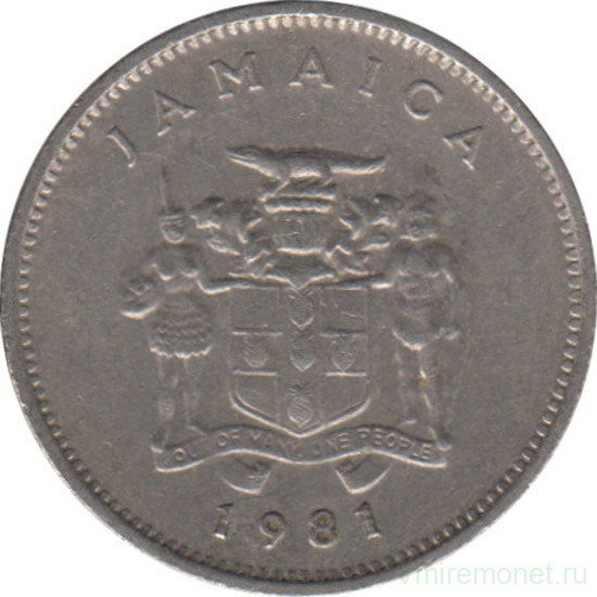 Монета. Ямайка. 5 центов 1981 год.