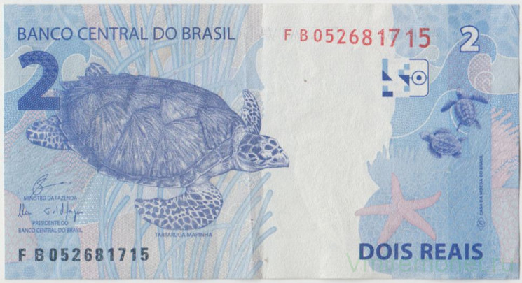 Банкнота. Бразилия. 2 реала 2010 год. Тип 252е.