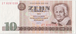 Банкнота. Германия. ГДР. 10 марок 1971 год. Тип 28b. ZT серия.